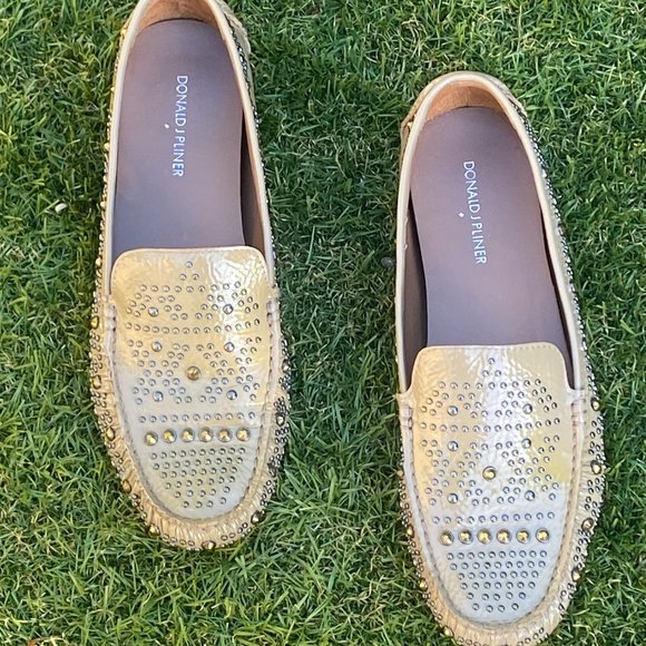DP Donald Pliner Lanie Mint Taupe Brown Leather Studded Slip-On Loafers US 11 M main image 15